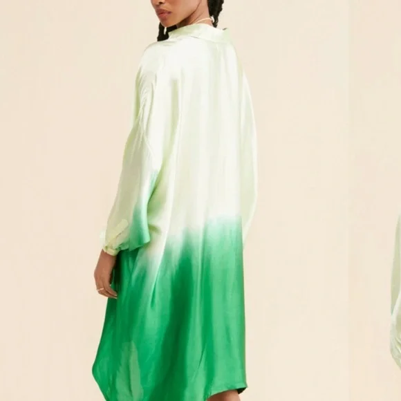 - NORBLACK NORWHITE Square shirt dress green ombré size xs all - Picture 3 of 11